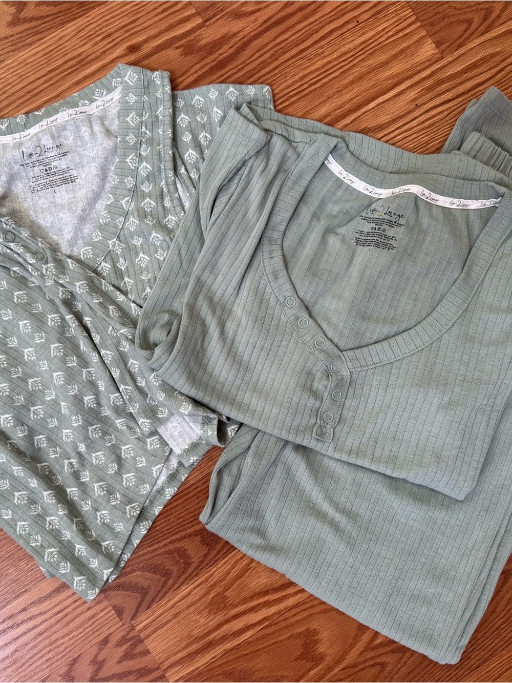 Live 2 Lounge Sage Green 4-Piece Pajama Set